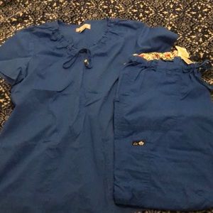 Koi size large scrub set royal blue